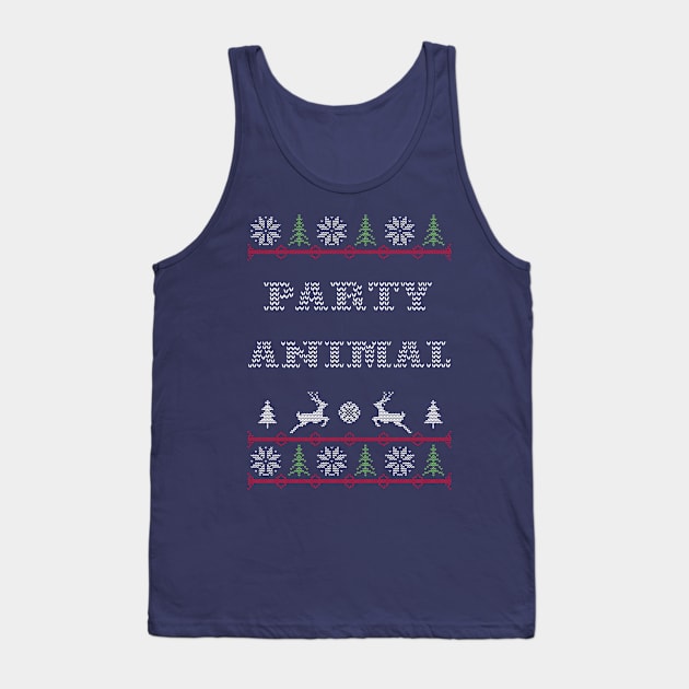 Party Animal Ugly Sweater Christmas Tank Top by vladocar